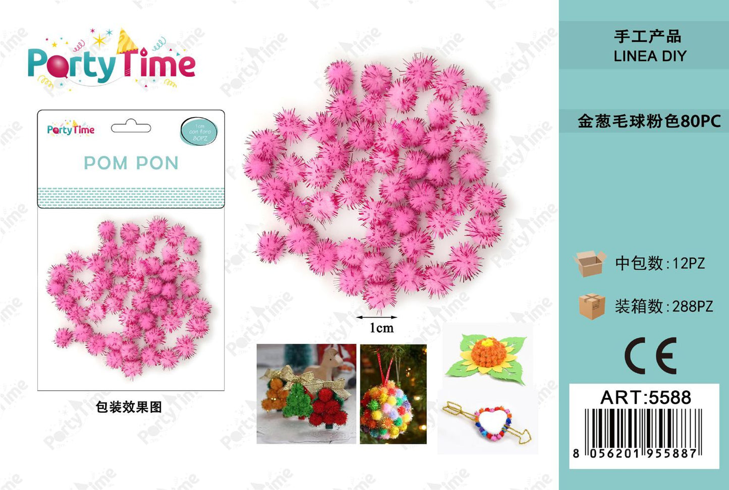 *POM PON 1CM 80PZ ROSA