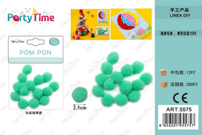 *POM PON 2.5CM 15PZ TIFFANY BLU