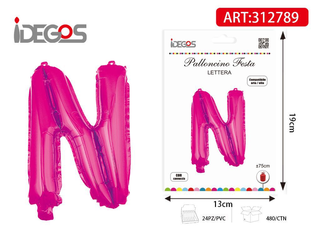 PALLONCINO 75CM ROSA LETTERE N