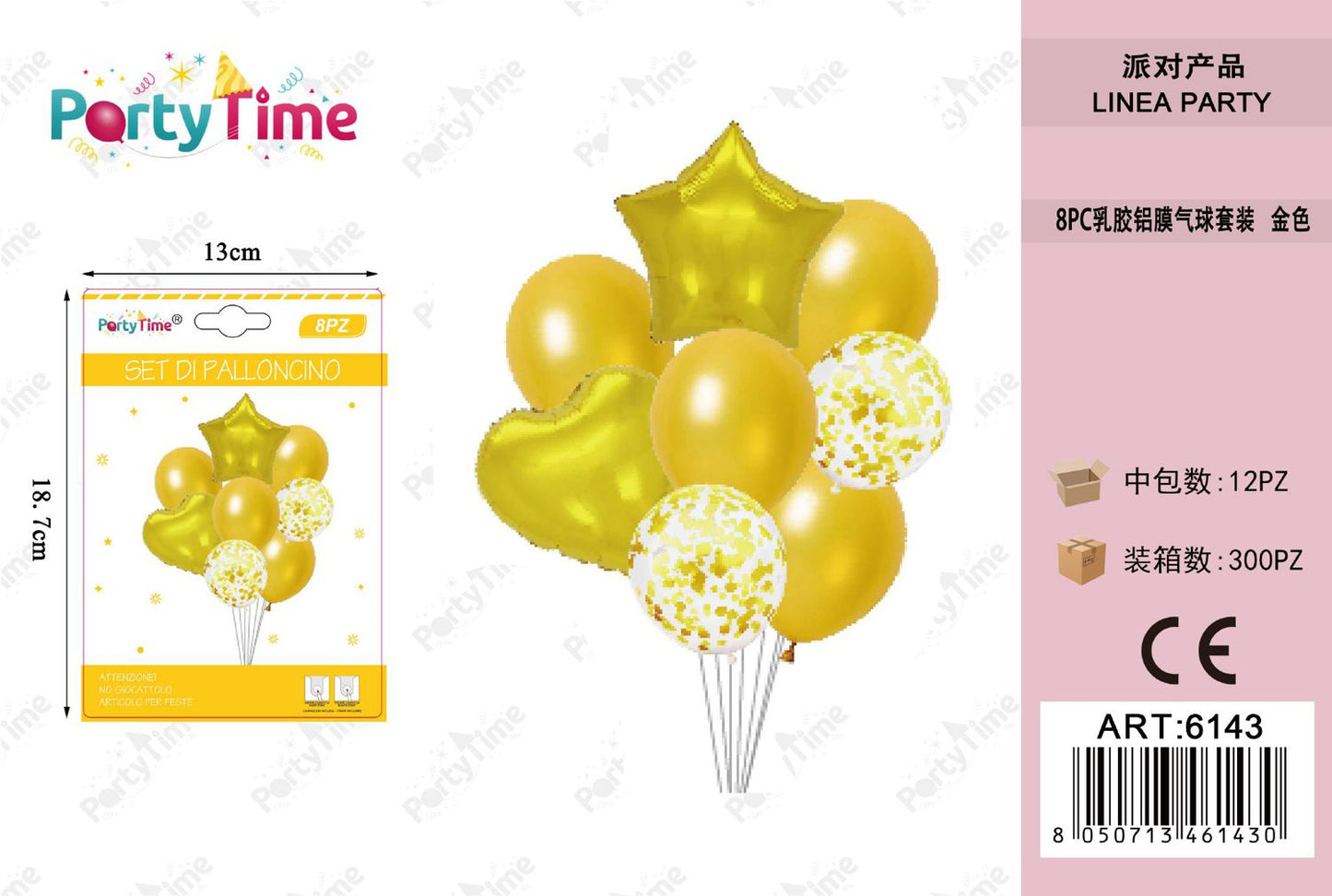 *SET PALLONCINI ORO STELLA CUORE