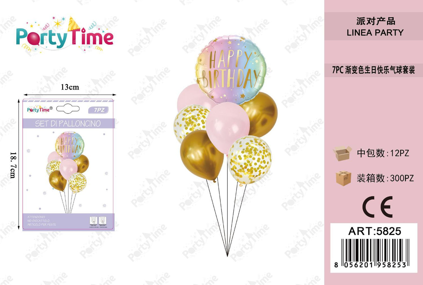 *set di palloncini  'happy birthday 'colore sfumao