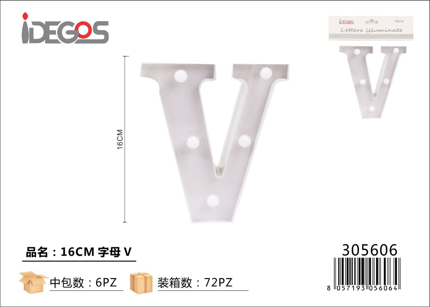 LETTERE CON LUCI LED V 16CM