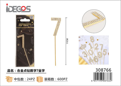 DECORAZIONE PER TORTE ORO STRASS N 7