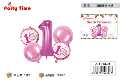 *SET DI PALLONCINI PRIMO COMPLEANNO GIRL ROSA