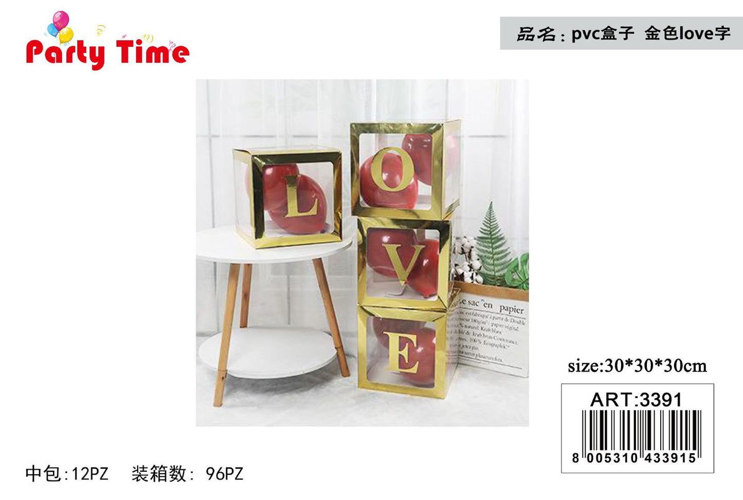 *SCATOLA PVC 30*30*30 LOVE ORO