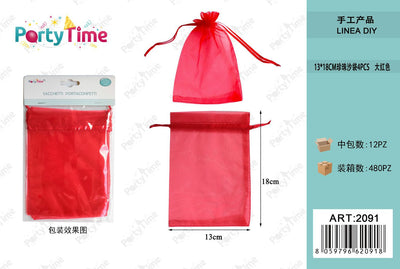 *SACCHETTI PORTACONFETTI 13*18cm 4pz rosso