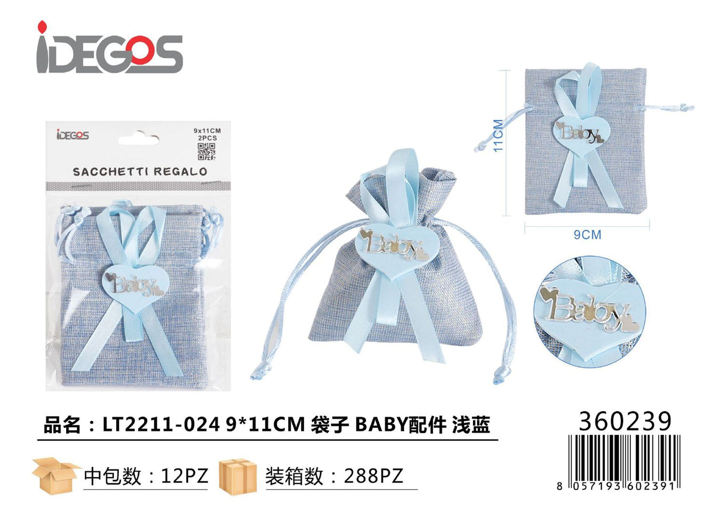 SACCHETTI PER REGALO CELESTE BABY