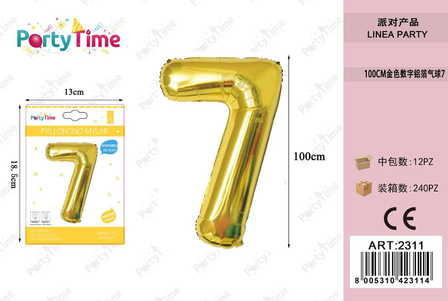 *100CM PALLONCINO ALLUMINIO ORO 7