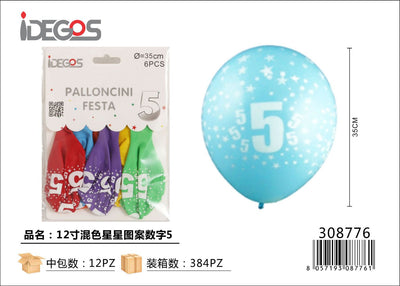 PALLONCINI IN LATTICE N5 COLORATI 12PZ