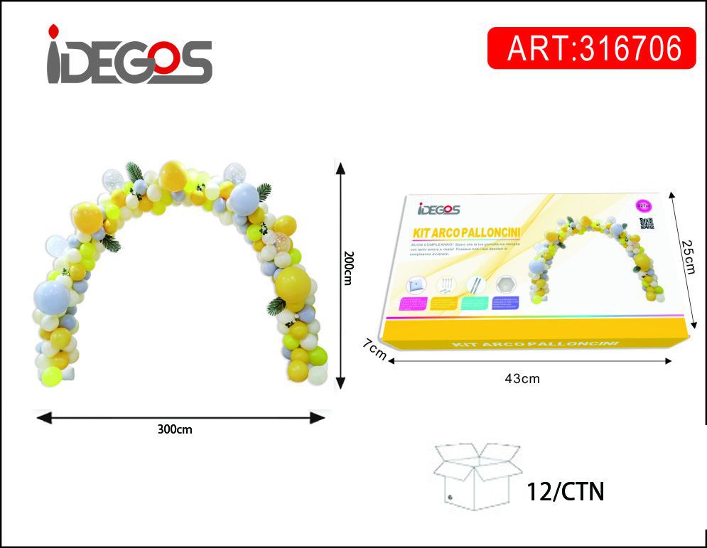 KIT ARCO PALLONCINI GIALLO IN PASTELLO