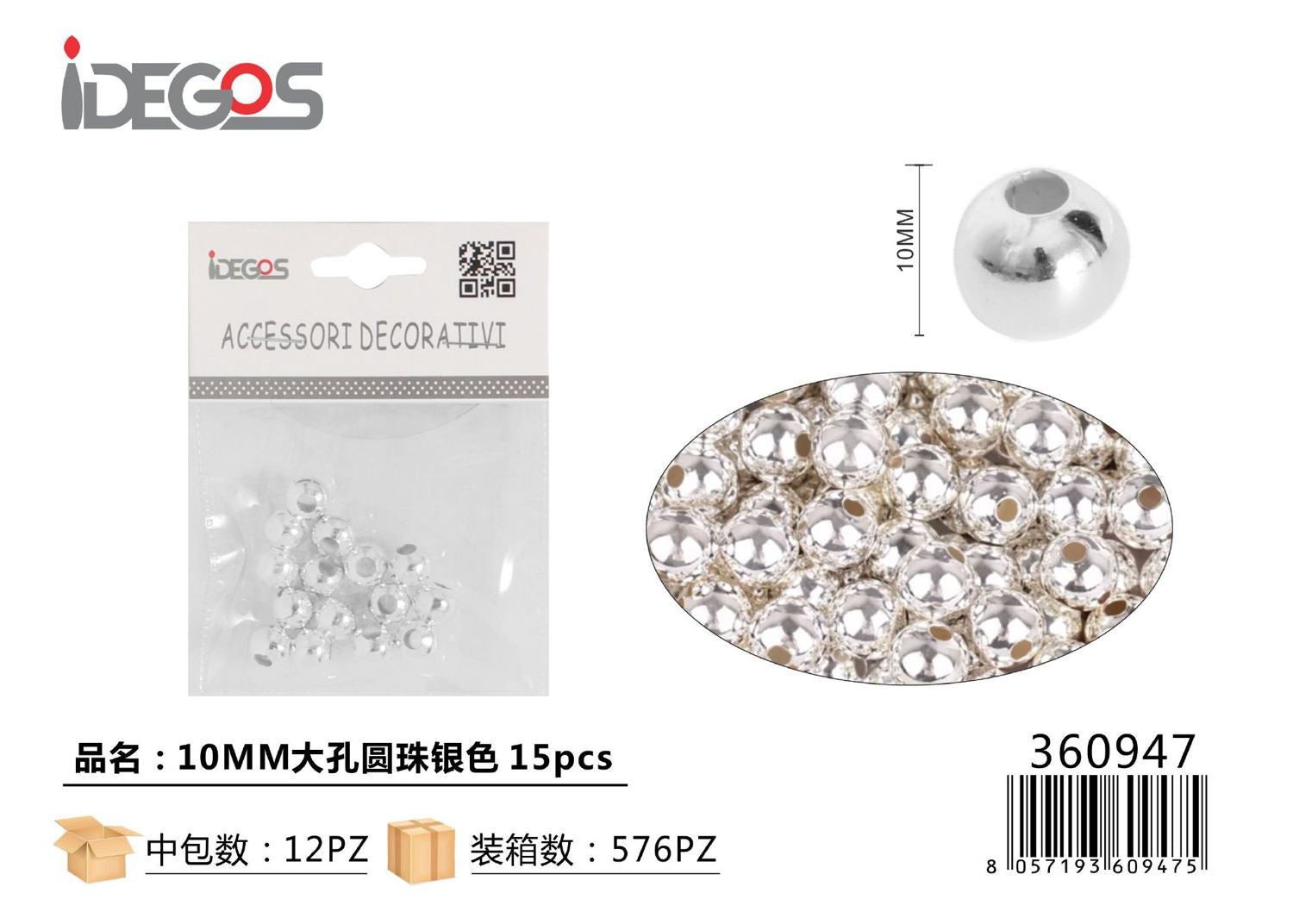 ACC/DECORAZIONE IN PERLINE ARGENTO 15PZ