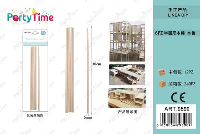 *6mm*3mm*300mm BASTONCINI IN LEGNO 6pc