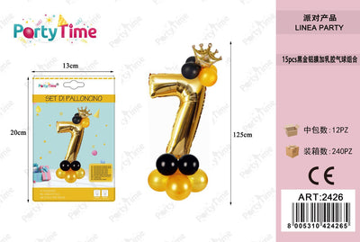 *SET PALLONCINO CORONA ORO NUMERO 7