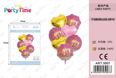 *set di palloncini 'happy birthday' rosa e oro