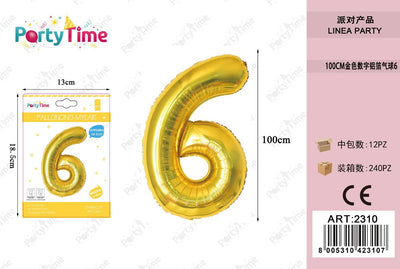 *100CM PALLONCINO ALLUMINIO ORO 6