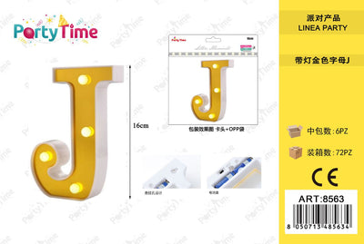 *16CM LETTERA A LUCI LED J ORO