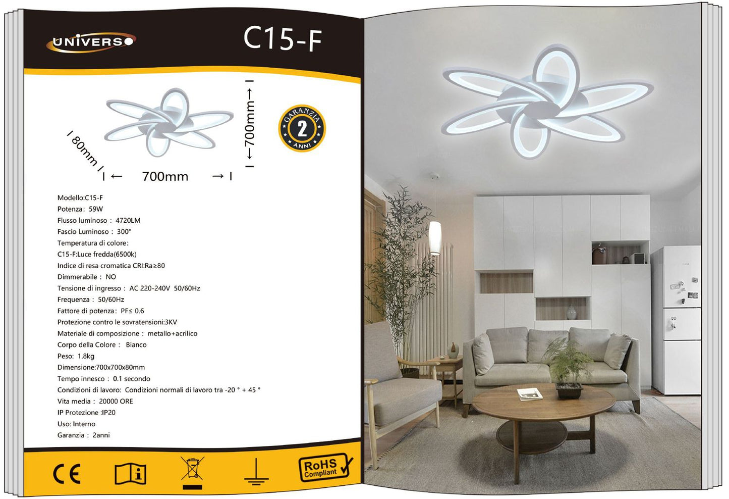 LAMPADARIO DA SOFFITTO/59W/6500K