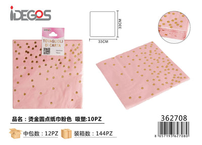 TOVAGLIOLI DI CARTA ROSA A POIS 10PZ