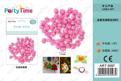 *POM PON 1.5CM 50PZ ROSA