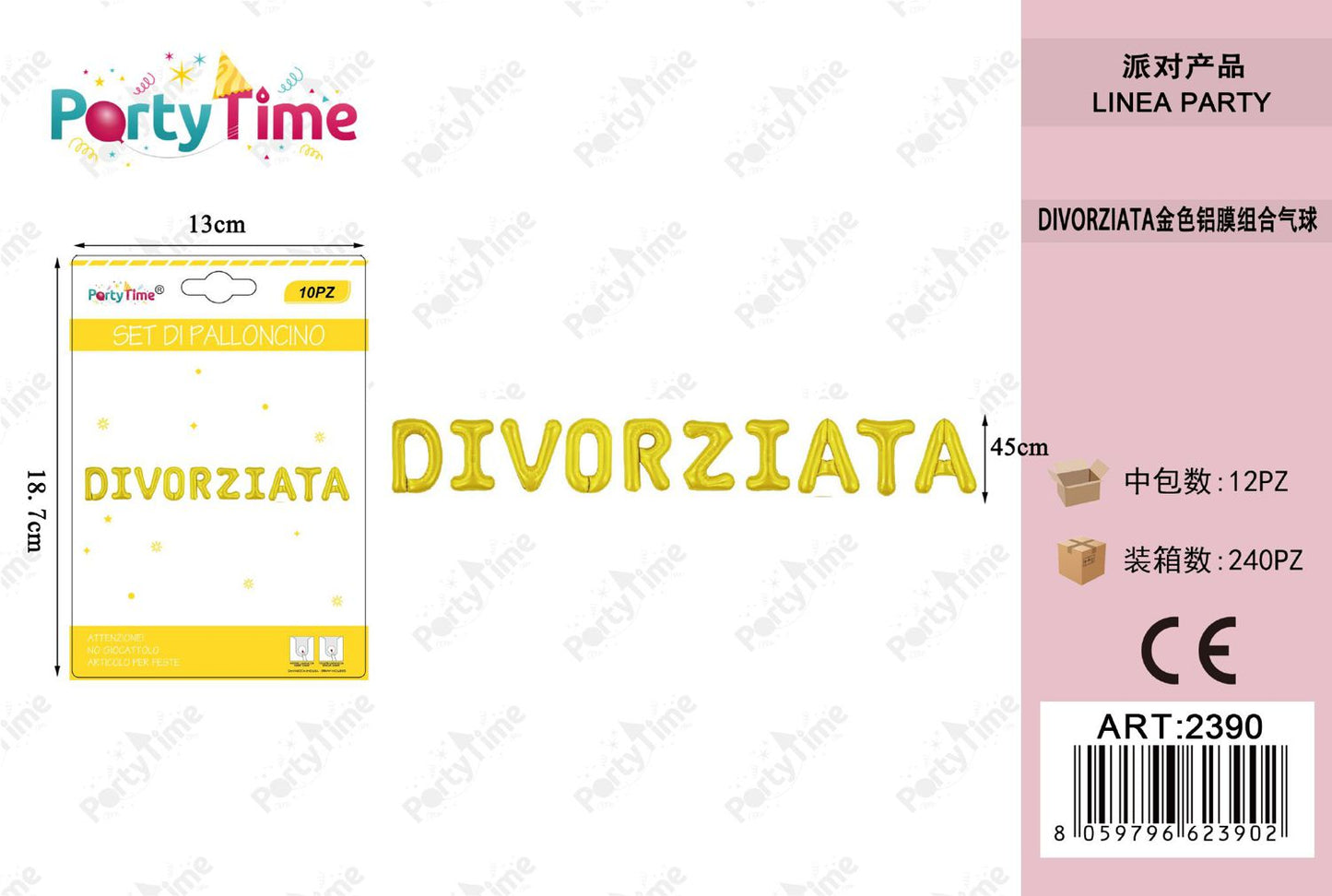 *SET DI PALLONCINO DIVORZIATA ORO