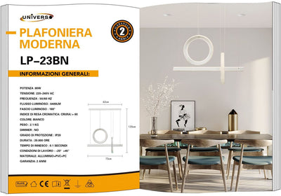 LAMPADARIO DA SOFFITTO BIANCO/80W/4000K