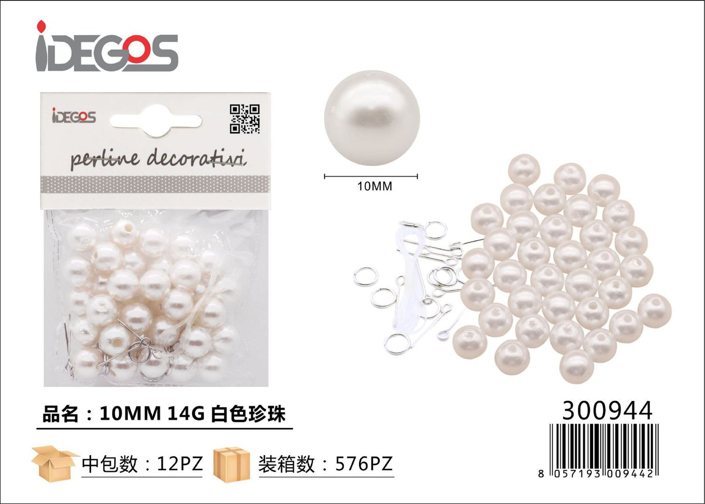 PERLE COLORE PERLE BUSTE PVC CON FILI 10MM*35PZ