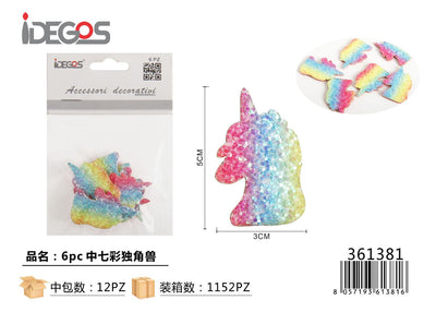 ACC/DECORATIVI A UNICORNO COLORATI 6PZ