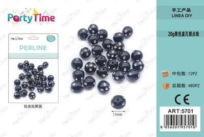 *perline nero 12mm