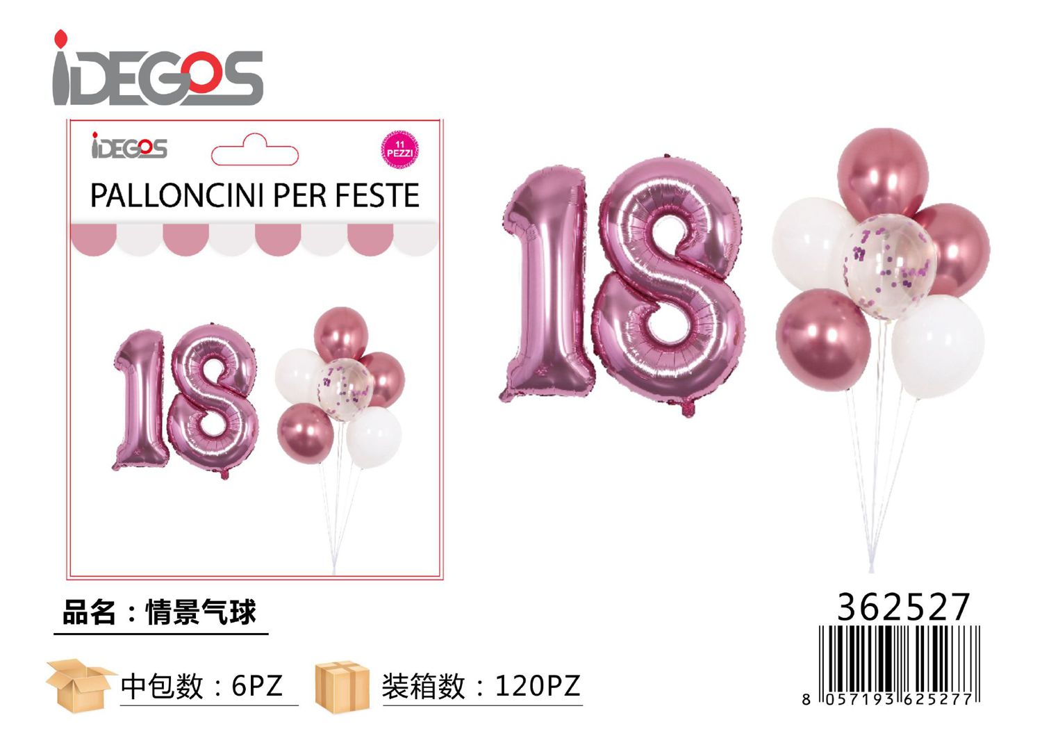 SET DI PALLONCINI 18 ANNI ROSA