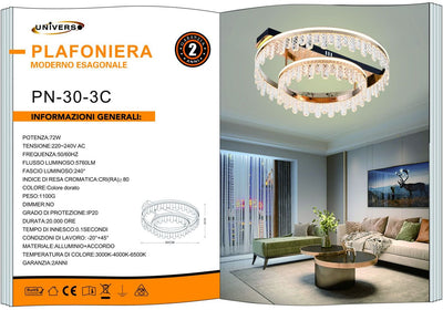 LAMPADARIO DA SOFFITTO /72W/3000K-6500K