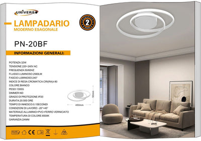 LAMPADARIO DA SOFFITTO/32W/6500K