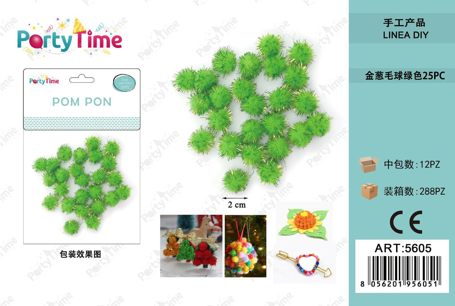 *POM PON 2CM 25PZ VERDE