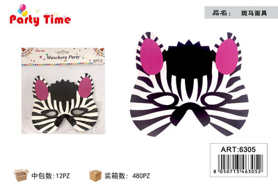 *MASCHERA PARTY ZEBRA 6PCS