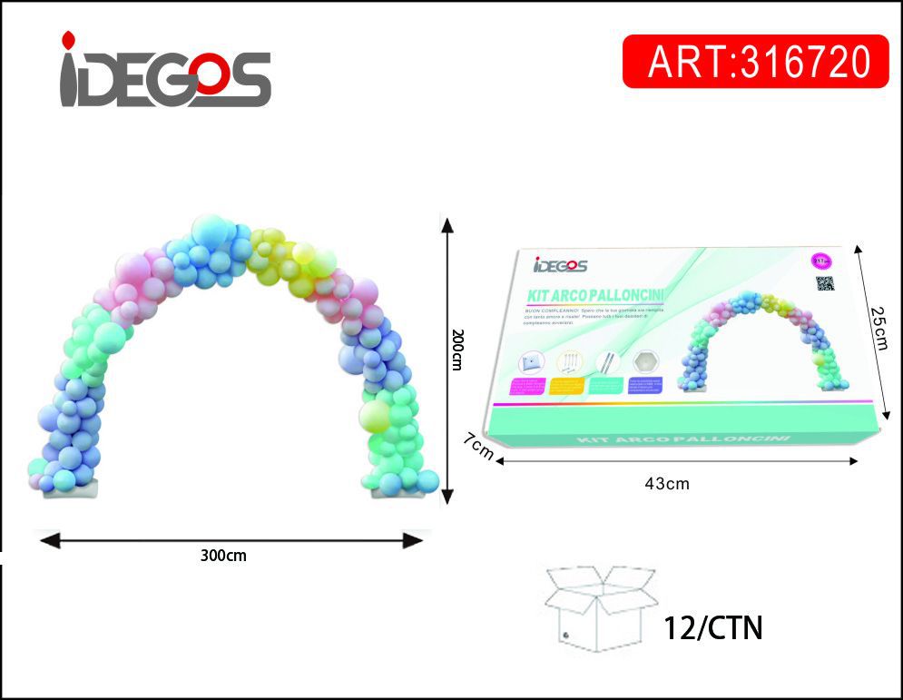 KIT ARCO PALLONCINI COLORATI IN PASTELLO