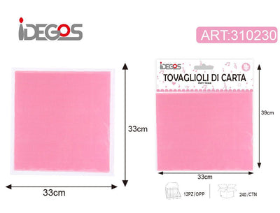 ACCESSORI FESTA TOVAGLIOLI CARTA 18G 2 STRATI 33*33CM 10PZ ROSA