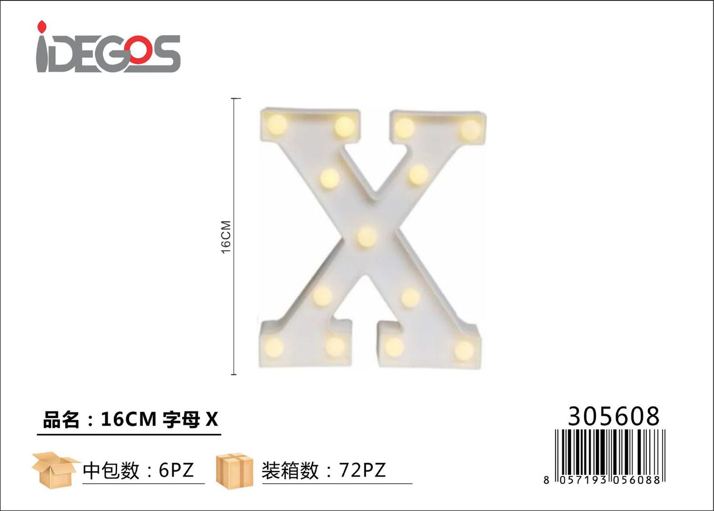 LETTERE CON LUCI LED X 16CM