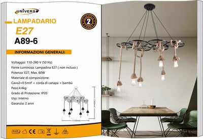 LAMPADARIO DA SOFFITTO/6XE27