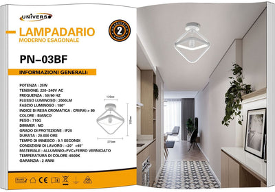 LAMPADARIO DA SOFFITTO/25W/6500K