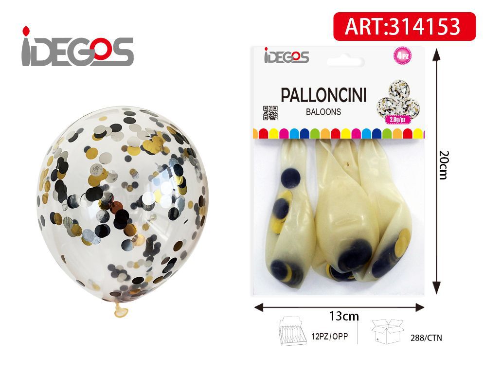 PALLONCINI CORIANDOLI ORO E NERO