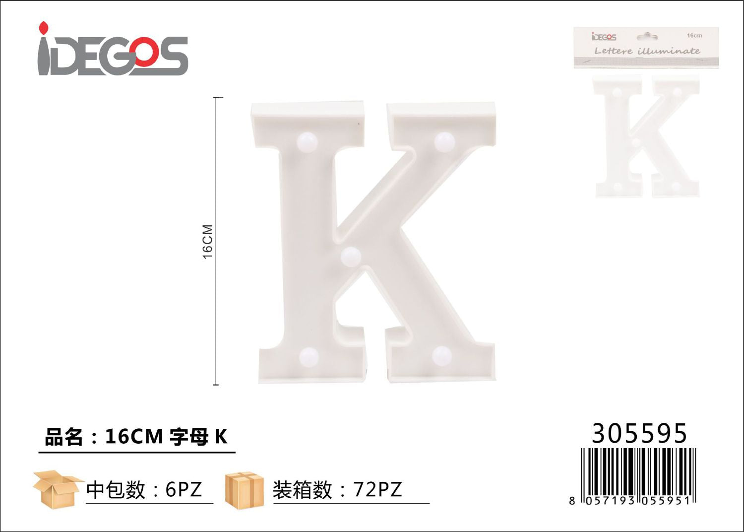 LETTERE CON LUCI LED K 16CM