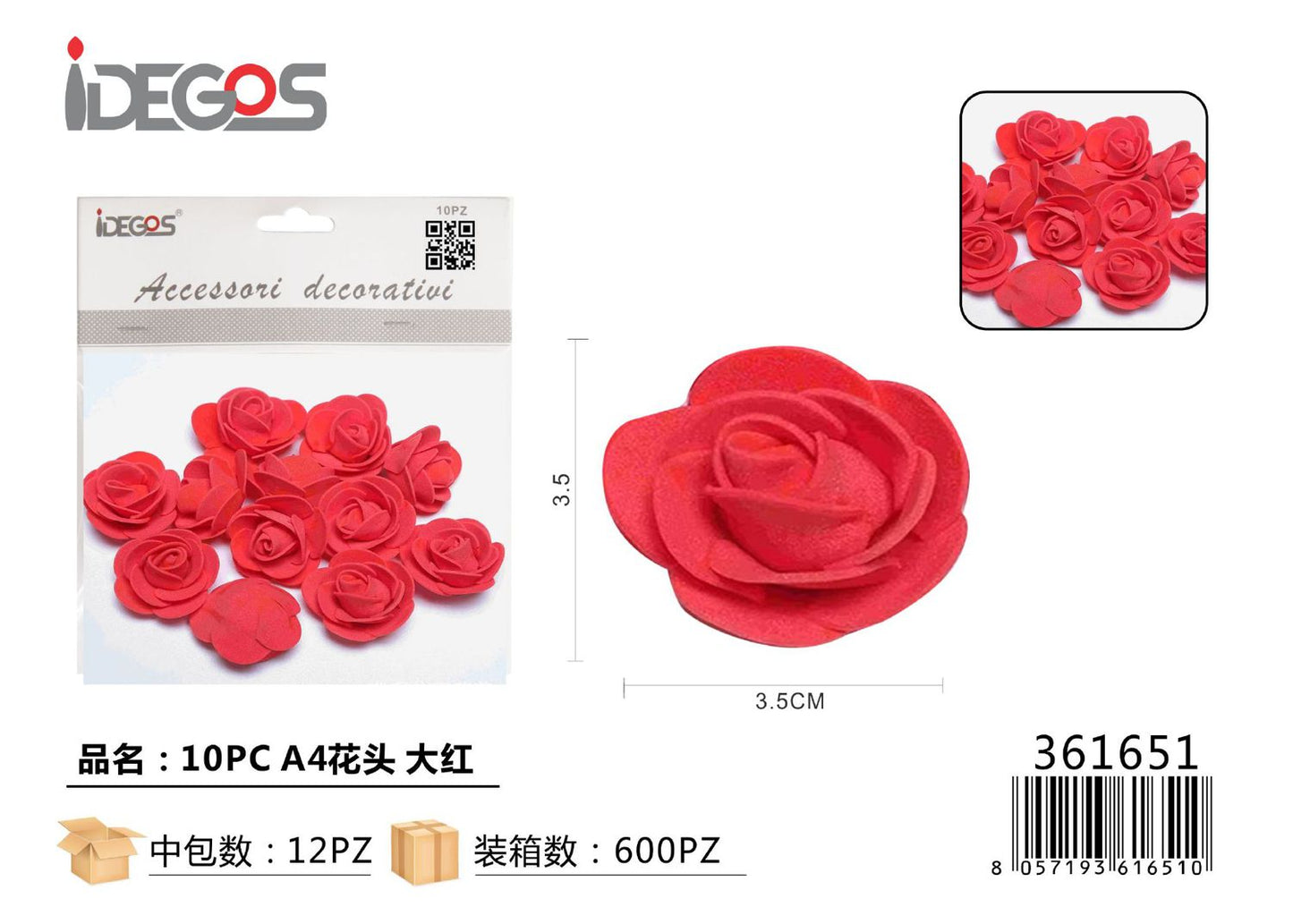 FIORI ROSE ROSSO 10PZ