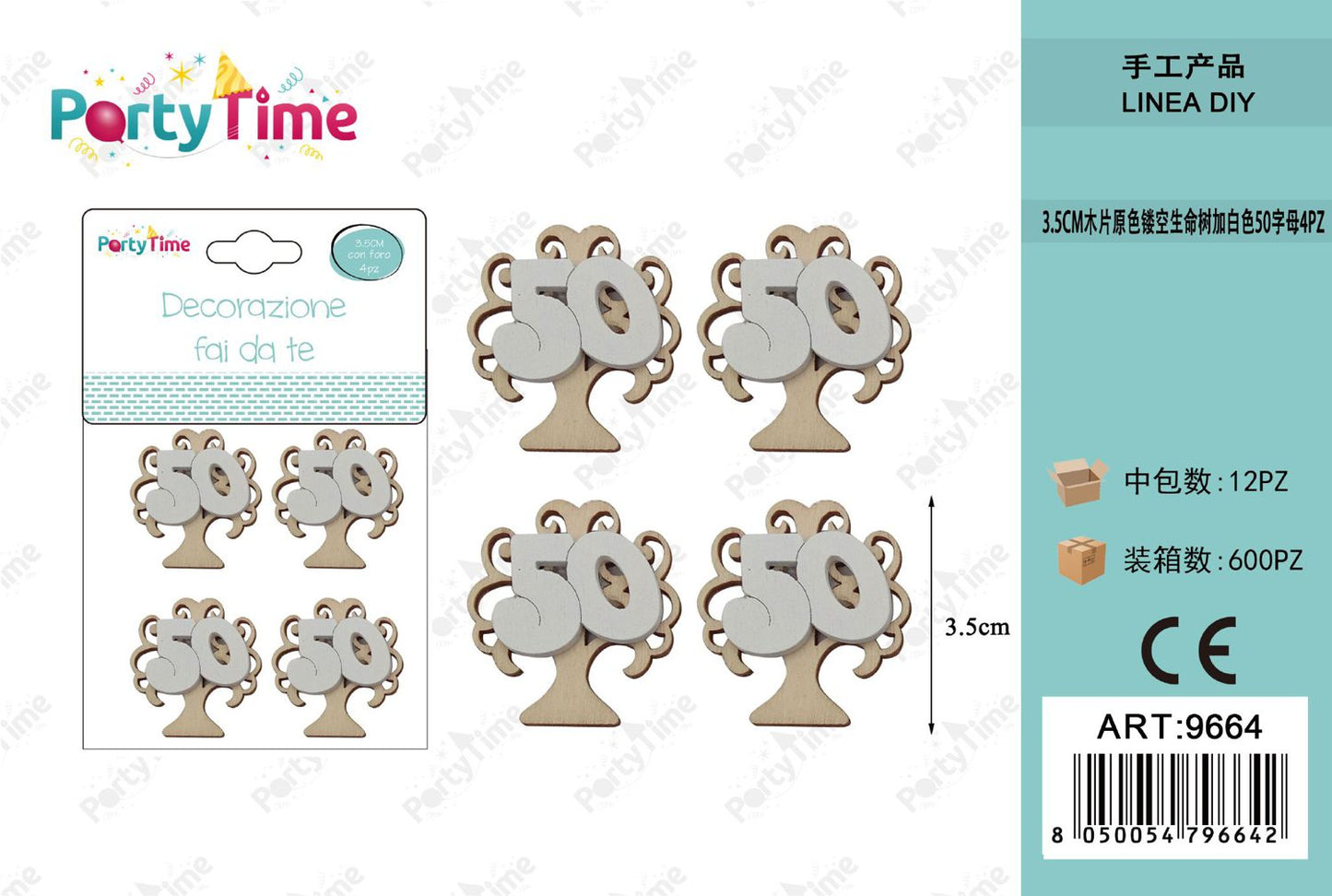 *3.5CM DECORAZIONE ALBERO 4PZ 50 BIANCA