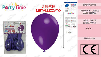 *BUSTA PALLONCINI GOMMA AM80 METALLIZZATO VIOLA 8 PZ