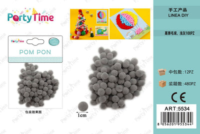 *POM PON 1CM 100PZ GRIGIO CHIARO