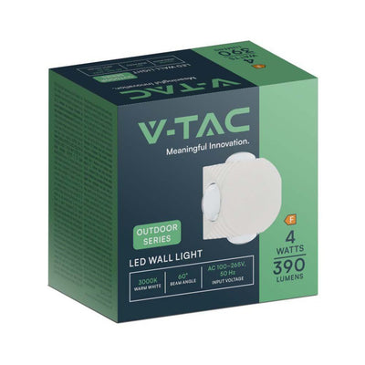 V-TAC Applique LED da Muro 4W con 4 Fasci Luminosi Corpo Bianco 4000K IP54