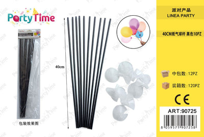 *BACCHETTA PALLONCINI 10PC 40CM NERO