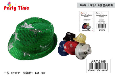 *CAPPELLO PAILLETTE VERDE CON DECORAZIONE A STELLA