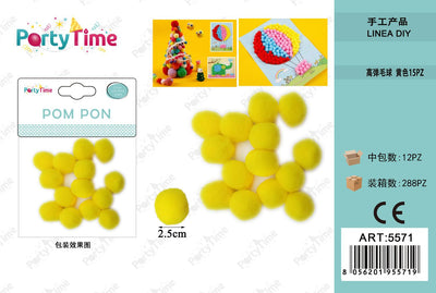 *POM PON 2.5CM 15PZ GIALLO