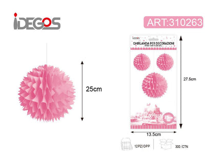 ACCESSORI FESTA SFERA DI CARTA TONDO SPINOSO ROSA 25CM 1PZ