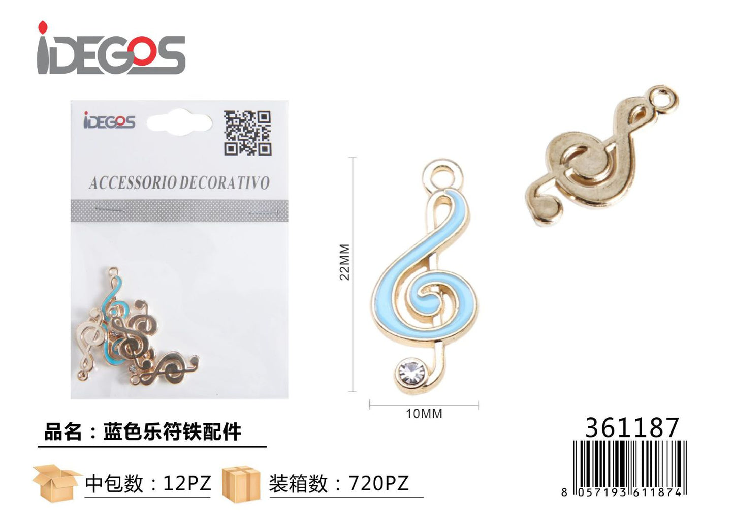 ACC/DECORATIVI A NOTA MUSICALE CELESTE